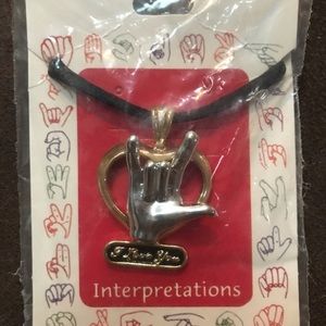Sign Language Black Cord “I Love You” Necklace